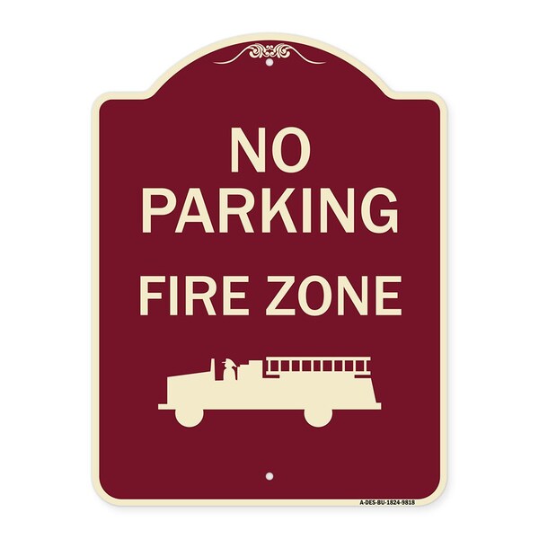 Signmission Designer Series-No Parking Fire Zone With Graphic Burgungy, 24" x 18", BU-1824-9818 A-DES-BU-1824-9818 - main